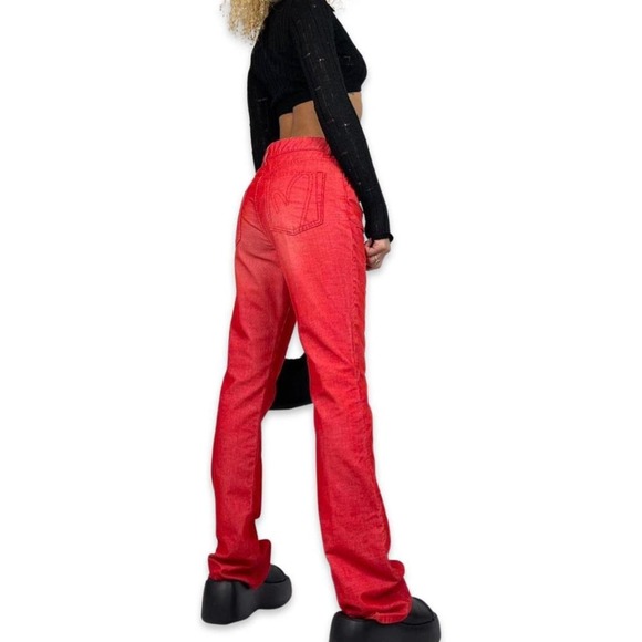 Vintage Flare Leg Jeans Mid Rise 2000s Grunge Made in Italy (XS-S) - Picture 3 of 4